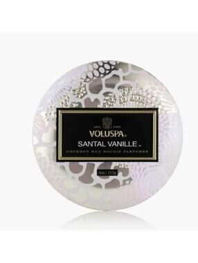 Voluspa Santal Vanille Mini Tin Candle 4oz/113g Warm Vanilla Sandalwood Scent
